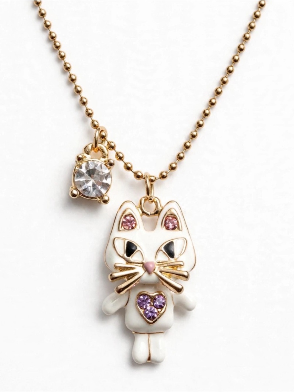 🖤Betsey Johnson® Adorable Women’s Enamel and Crystal Cat Necklace🖤